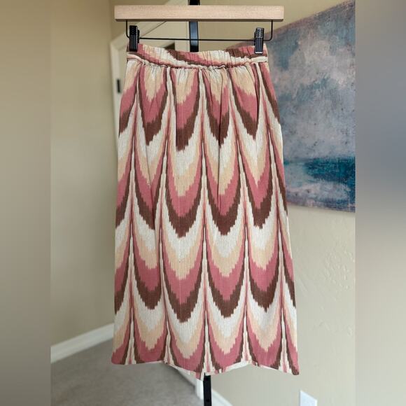 New Faherty Whitley Midi Skirt Cotton in Desert Ikat Button Down XXS - Picture 6 of 8